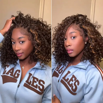 ✨✨13x6 HD Lace Wig Glueless Wear & Go 12” Boho Braids Water Wave Pre-Cut Lace Wig – Premium Fiber, Beginner Friendly