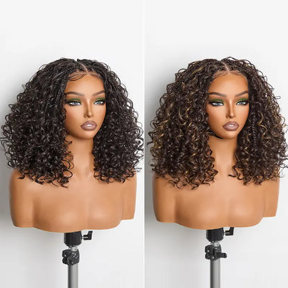 ✨✨13x6 HD Lace Wig Glueless Wear & Go 12” Boho Braids Water Wave Pre-Cut Lace Wig – Premium Fiber, Beginner Friendly