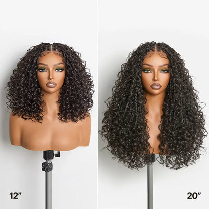 ✨13x6 HD Lace Wig Glueless Wear & Go 12” Boho Braids Water Wave Pre-Cut Lace Wig – Premium Fiber, Beginner Friendly