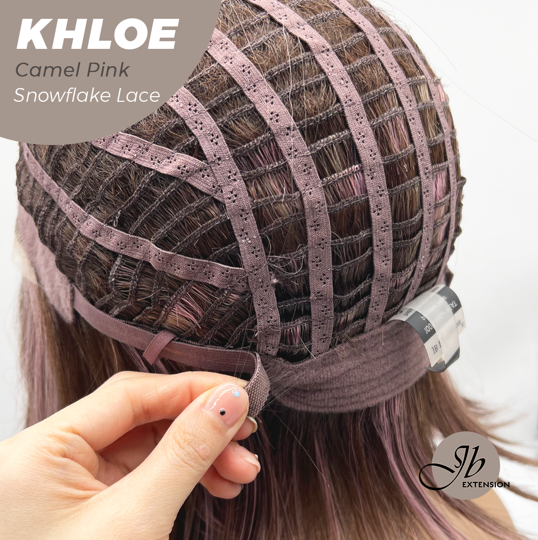 12 Inches Bob Cut  Pre-Cut Snowflake Lace Frontlace Glueless Wig KHLOE CAMEL PINK【PERMATEASE】【BENDY EAR TABS】- S/M