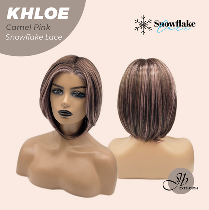 12 Inches Bob Cut  Pre-Cut Snowflake Lace Frontlace Glueless Wig KHLOE CAMEL PINK【PERMATEASE】【BENDY EAR TABS】- S/M