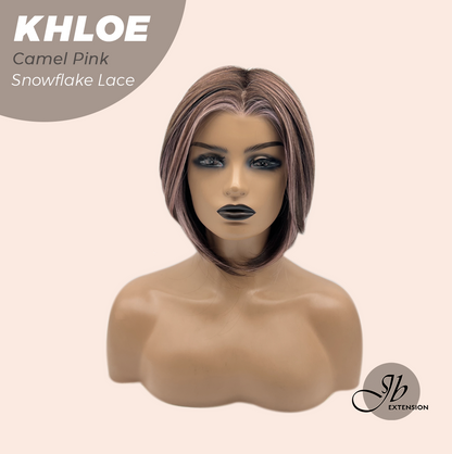 12 Inches Bob Cut  Pre-Cut Snowflake Lace Frontlace Glueless Wig KHLOE CAMEL PINK【PERMATEASE】【BENDY EAR TABS】- S/M