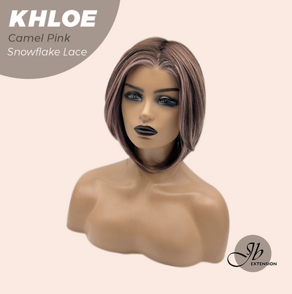 12 Inches Bob Cut  Pre-Cut Snowflake Lace Frontlace Glueless Wig KHLOE CAMEL PINK【PERMATEASE】【BENDY EAR TABS】- S/M
