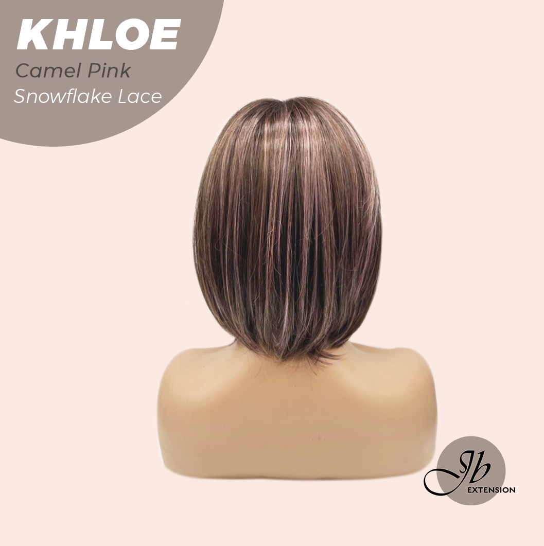 12 Inches Bob Cut  Pre-Cut Snowflake Lace Frontlace Glueless Wig KHLOE CAMEL PINK【PERMATEASE】【BENDY EAR TABS】- S/M