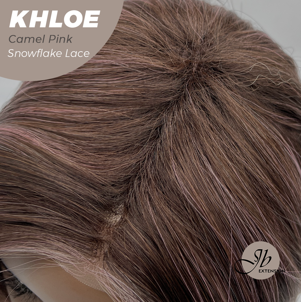 12 Inches Bob Cut  Pre-Cut Snowflake Lace Frontlace Glueless Wig KHLOE CAMEL PINK【PERMATEASE】【BENDY EAR TABS】- S/M