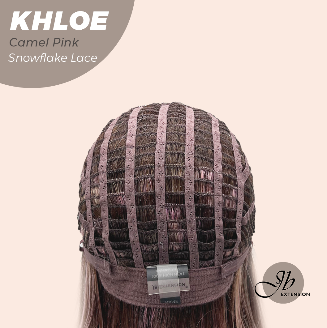 12 Inches Bob Cut  Pre-Cut Snowflake Lace Frontlace Glueless Wig KHLOE CAMEL PINK【PERMATEASE】【BENDY EAR TABS】- S/M