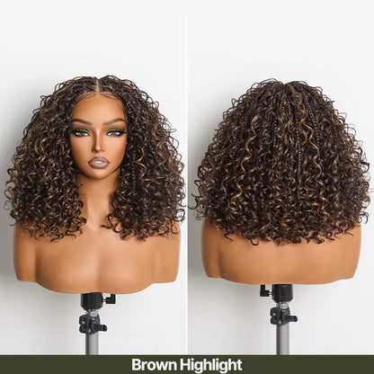 ✨✨13x6 HD Lace Wig Glueless Wear & Go 12” Boho Braids Water Wave Pre-Cut Lace Wig – Premium Fiber, Beginner Friendly