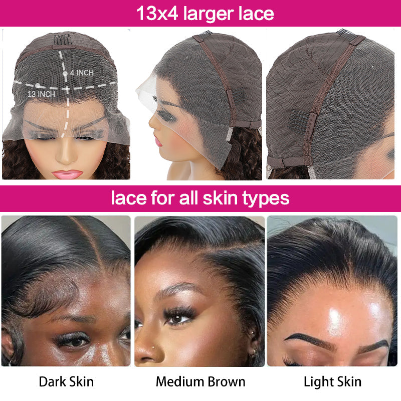 Loose Deep Wave Wand Curls 13x4 Lace Front Human Hair Wigs 250 300 Density