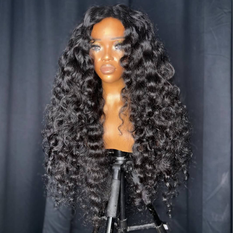 Loose Deep Wave Wand Curls 13x4 Lace Front Human Hair Wigs 250 300 Density