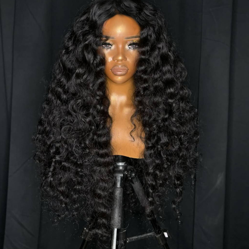 Loose Deep Wave Wand Curls 13x4 Lace Front Human Hair Wigs 250 300 Density