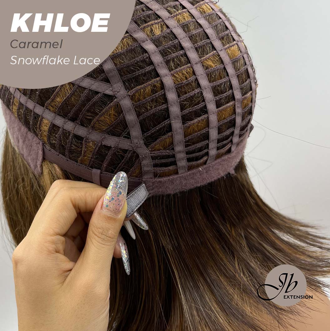 12 Inches Bob Cut  Pre-Cut Snowflake Lace Frontlace Glueless Wig KHLOE CAMEL PINK【PERMATEASE】【BENDY EAR TABS】- S/M