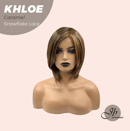 12 Inches Bob Cut  Pre-Cut Snowflake Lace Frontlace Glueless Wig KHLOE CAMEL PINK【PERMATEASE】【BENDY EAR TABS】- S/M