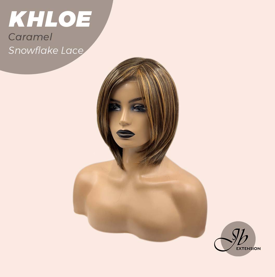 12 Inches Bob Cut  Pre-Cut Snowflake Lace Frontlace Glueless Wig KHLOE CAMEL PINK【PERMATEASE】【BENDY EAR TABS】- S/M