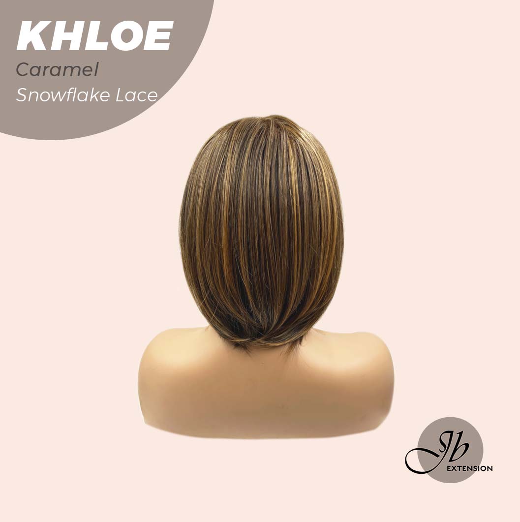 12 Inches Bob Cut  Pre-Cut Snowflake Lace Frontlace Glueless Wig KHLOE CAMEL PINK【PERMATEASE】【BENDY EAR TABS】- S/M