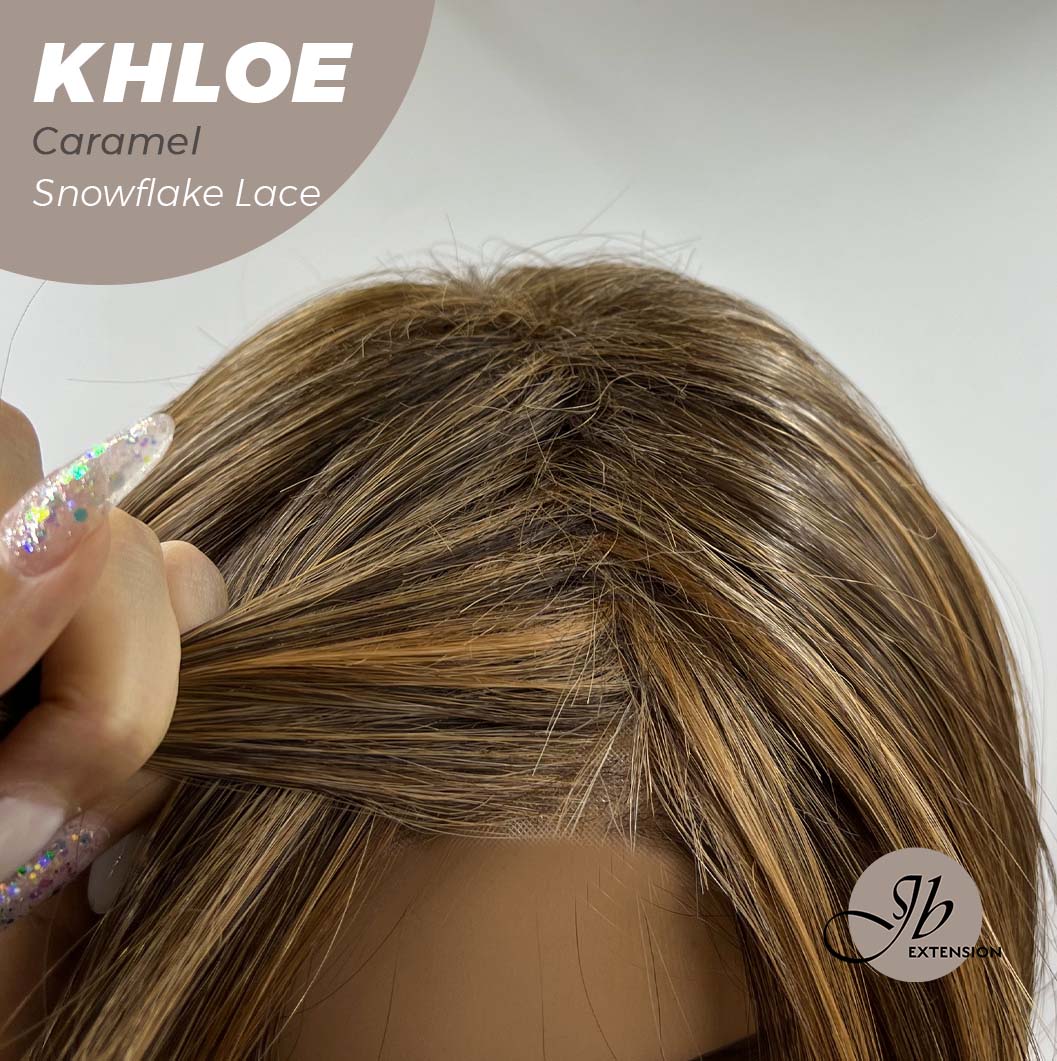 12 Inches Bob Cut  Pre-Cut Snowflake Lace Frontlace Glueless Wig KHLOE CAMEL PINK【PERMATEASE】【BENDY EAR TABS】- S/M
